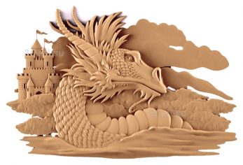 stl model-Panel Dragon and fortress