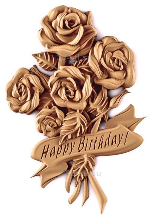 stl model Panno Bouquet of roses-happy Birthday