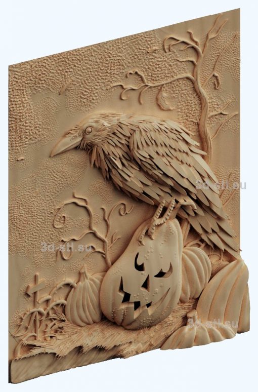 stl model panel raven Halloween
