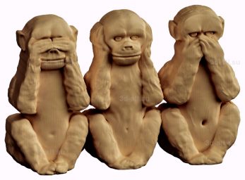 stl model relief three monkeys