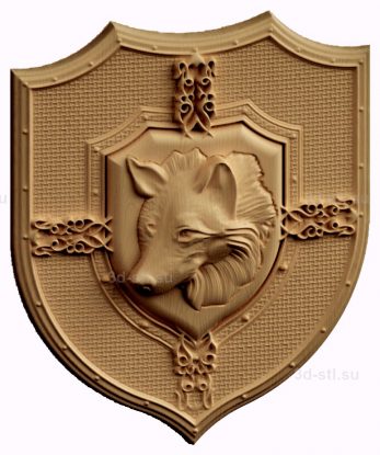 stl model relief wolf on the shield
