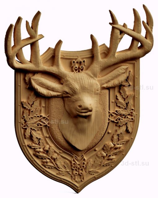 stl model relief deer on the shield