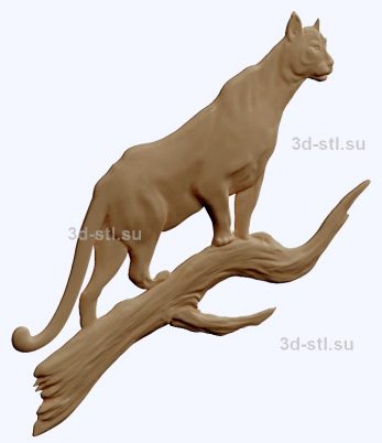 3d STL model-panther bas-relief with animals № 047