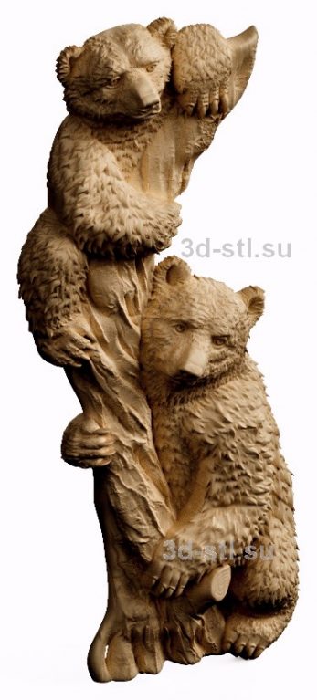 3d stl model-bas-relief of a bear on the trunk