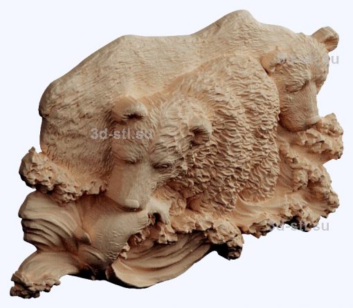 3d STL model-bear fishing bas-relief with animals № 055