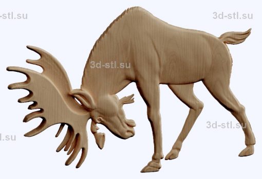 3d STL model-moose bas-relief with animals № 057