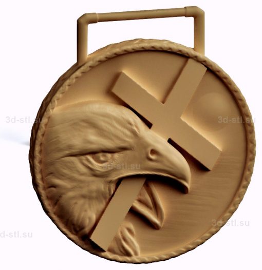 stl model-Medal eagle with a cross in its beak