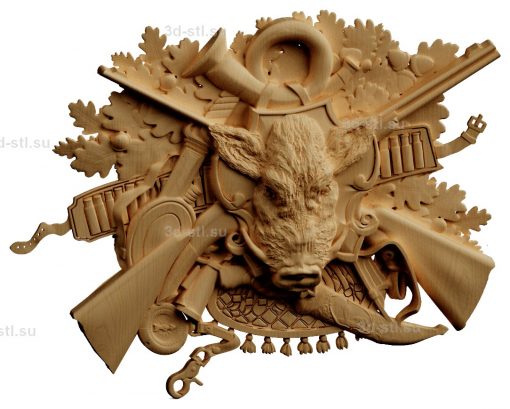 stl model Panno Hunting composed with a boar
