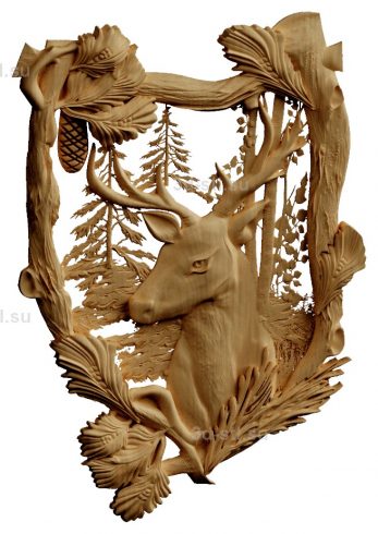stl model Panno Deer and fir 