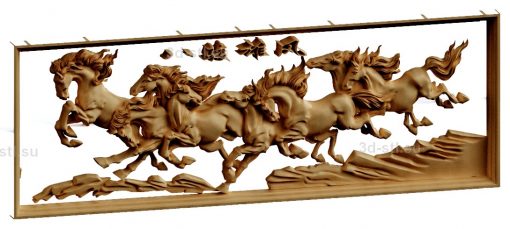 stl model Panno Herd of horses