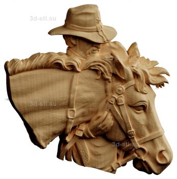 stl model Panno Cowboy with a horse 