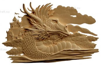 stl model-Panel Dragon and fortress