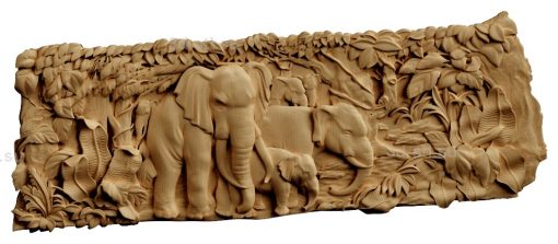 stl model Panno Family of elephants in the jungle