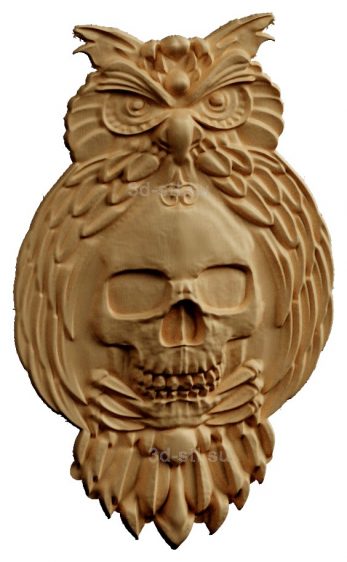stl model Panno Owl with skull 
