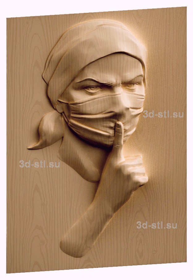 3d STL model-Shhh in a mask panel № 1017