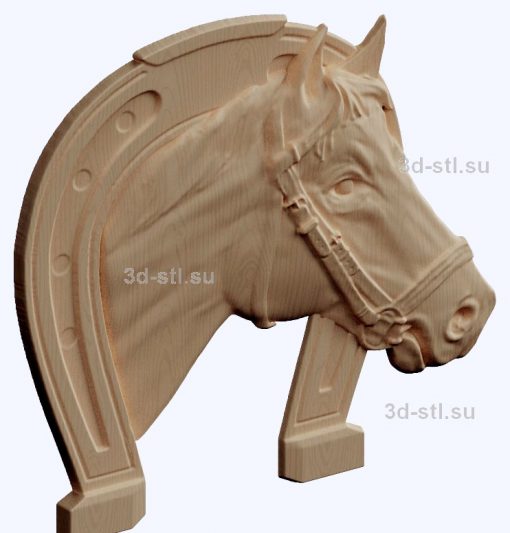 3d STL model-horseshoe with a horse for good luck panel № 1036