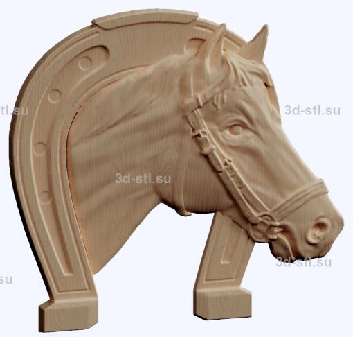 3d STL model-horseshoe with a horse for good luck panel № 1036