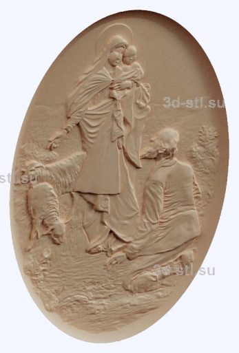 3d STL model-Mother of God panel № 1039