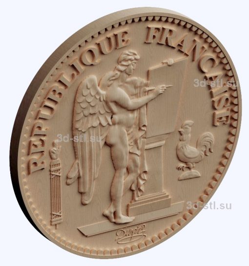 3d stl model-coin of France and 20 francs obverse