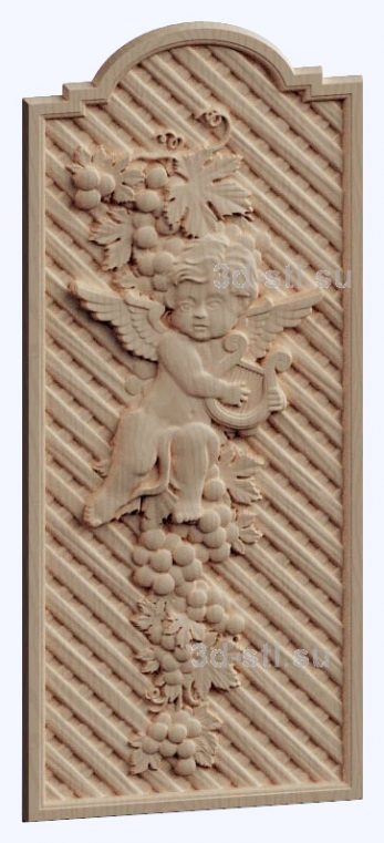 3d STL model-Angel and grapes panel № 1094