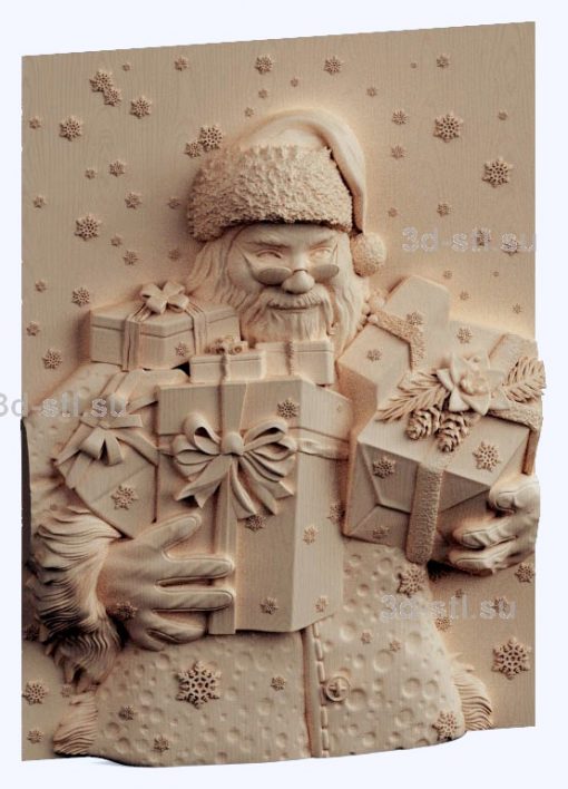 3d stl model-panel №1349 Santa Claus with gifts