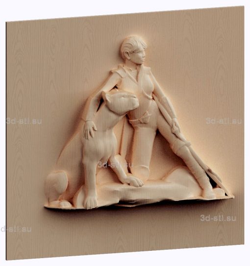 3d stl model-panel of a woman and a lioness