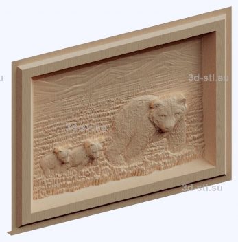 3d STL model-a bear with cubs panel № 1193