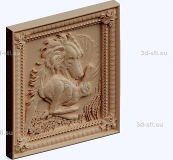 3d STL model-wolf and hare panel № 1212