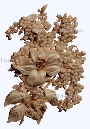 3d STL model-panel with flowers № 1261