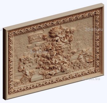 3d STL model-panel with flowers № 1264