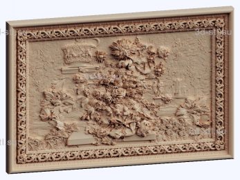 3d STL model-panel with flowers № 1264