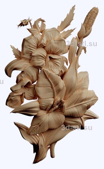 3d STL model-panel with flowers № 1266