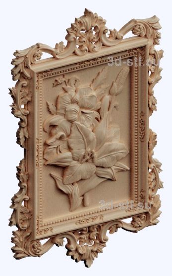 3d STL model-panel with flowers № 1269