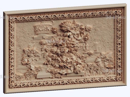 3d STL model-panel with flowers № 1272