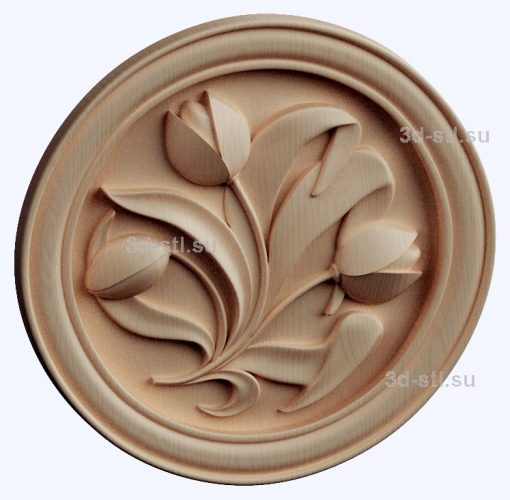3d STL model-panel with flowers № 1273