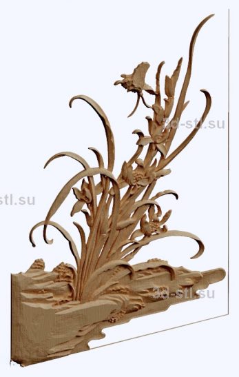 3d STL model-panel with flowers № 1274