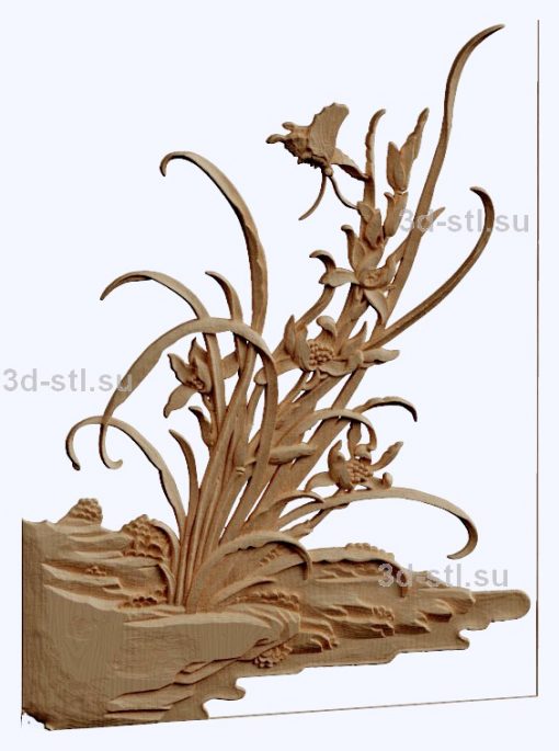 3d STL model-panel with flowers № 1274