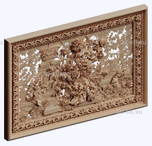 3d STL model-panel with flowers № 1275