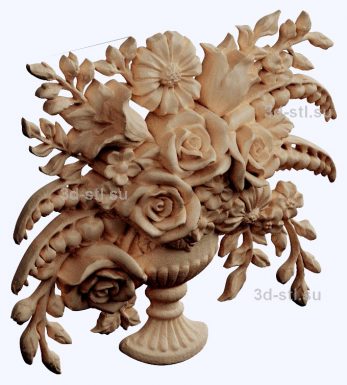 3d STL model-panel with flowers № 1283