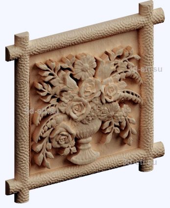 3d STL model-panel with flowers № 1284