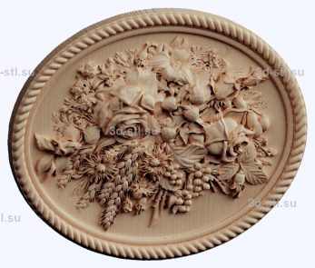 3d STL model-panel with flowers № 1285