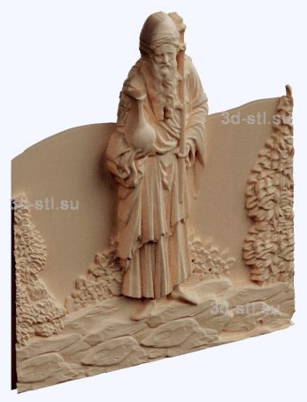 3d stl model-a wanderer with a jug and a dry panel