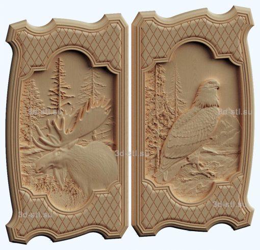 stl model-backgammon falcon and moose of two models
