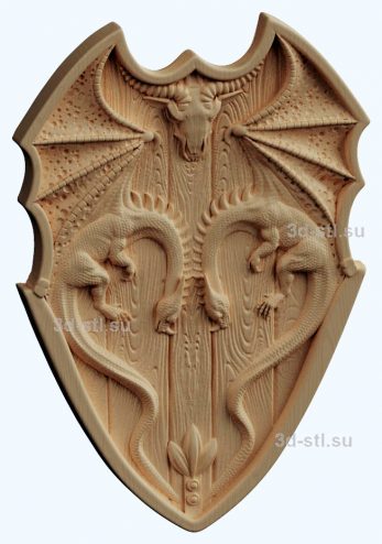 stl model shield with dragon