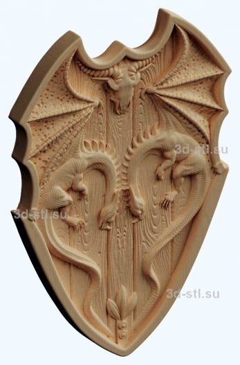 stl model shield with dragon 