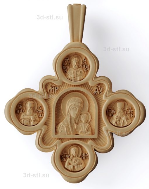 stl model-Double-sided Cross with Saints